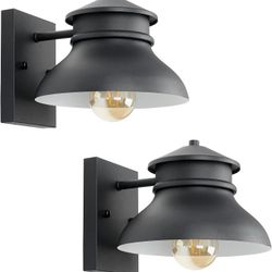 Outdoor Porch Lights 2 Pack, Farmhouse IP43 Waterproof Barn Lights, Industrial Black Matte Metal Wall Lamps, Exterior Cute Wall Sconces for Garage, Ba