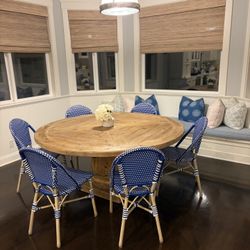 Restoration Hardware Round Reclaimed Wood Dining Table - Pedestal Base