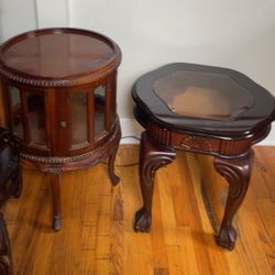 Vintage Clover Glass Top End table 