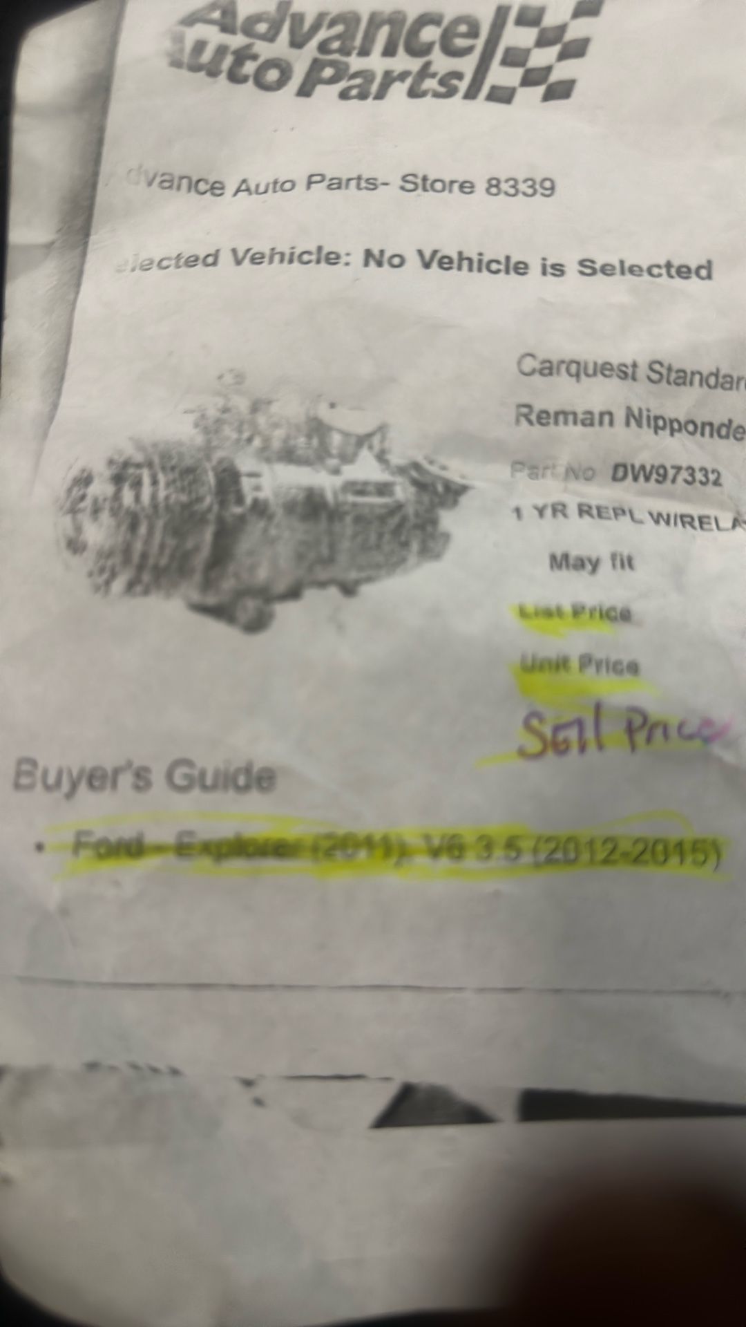 Ac Compressor Ford Explorer 2011-2015