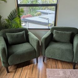 Green Bouclé Arm Chairs ($200)