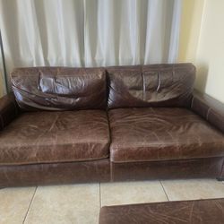 RH MAXWELL  leather sofa and chair