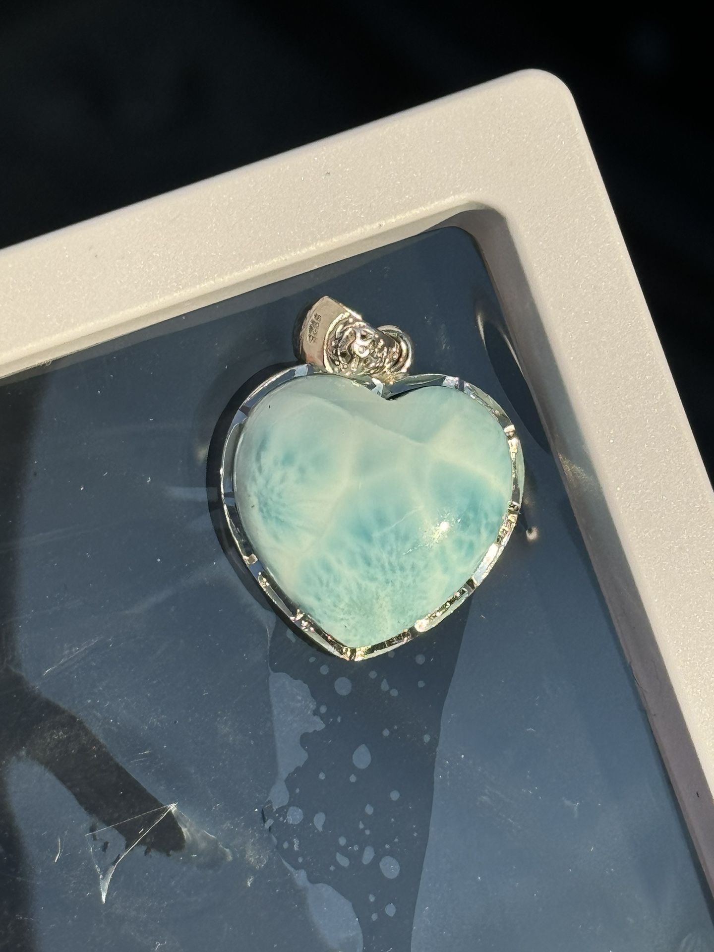 Beautiful AAA grade Larimar heart set in 925 silver pendant Rare crystals Chakra Gifts Larimar heart shaped pendant,All Products : American Fashion Style Bags On Sale