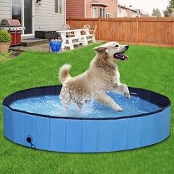 New In Box 60x11 Inch Tall Outdoor Patio Dog Pet Kids Swimming Pool Bathing Tub Collapsible 