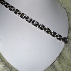 Vintage Sterling Silver Guage Link Bracelet with Safety Clasp 