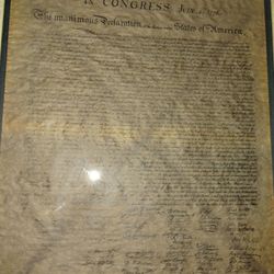 Framed Copy Of Historic Declaration Of Independence 