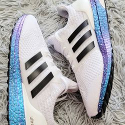 Size 10 Men's Adidas UltraBoost 5.0 DNA Running Shoes White/Metallic Blue GX2620.