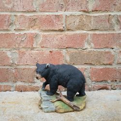 Vintage Andrea By Sadek Black Bear Porcelain Figurine 
