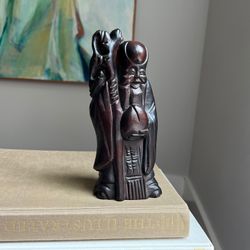 Vintage Hand Carved Mahogany Wood Shou Lao Statue ( H8.4" ) firm on price 