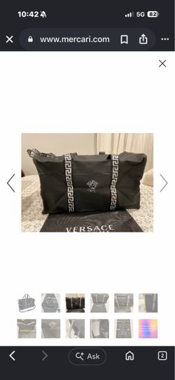 Versace Black Nylon Tote Bag