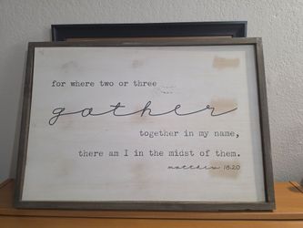 Matthew 18:20 Farmhouse Wood Wall Sign
