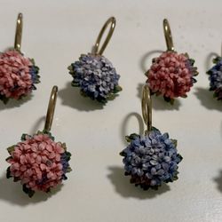 Decorative Shower Curtain Hooks – Floral (Set of 10)