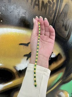 10k CZ STONE GREEN AND YELLOW BRACELET