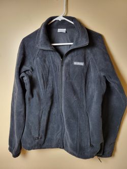 Columbia Full Zip Black Fleece Jacket Men's Size Large Zip Up