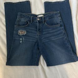 Women’s Levi Dark Wash Wide Leg Denim Jeans With Flower Pattern