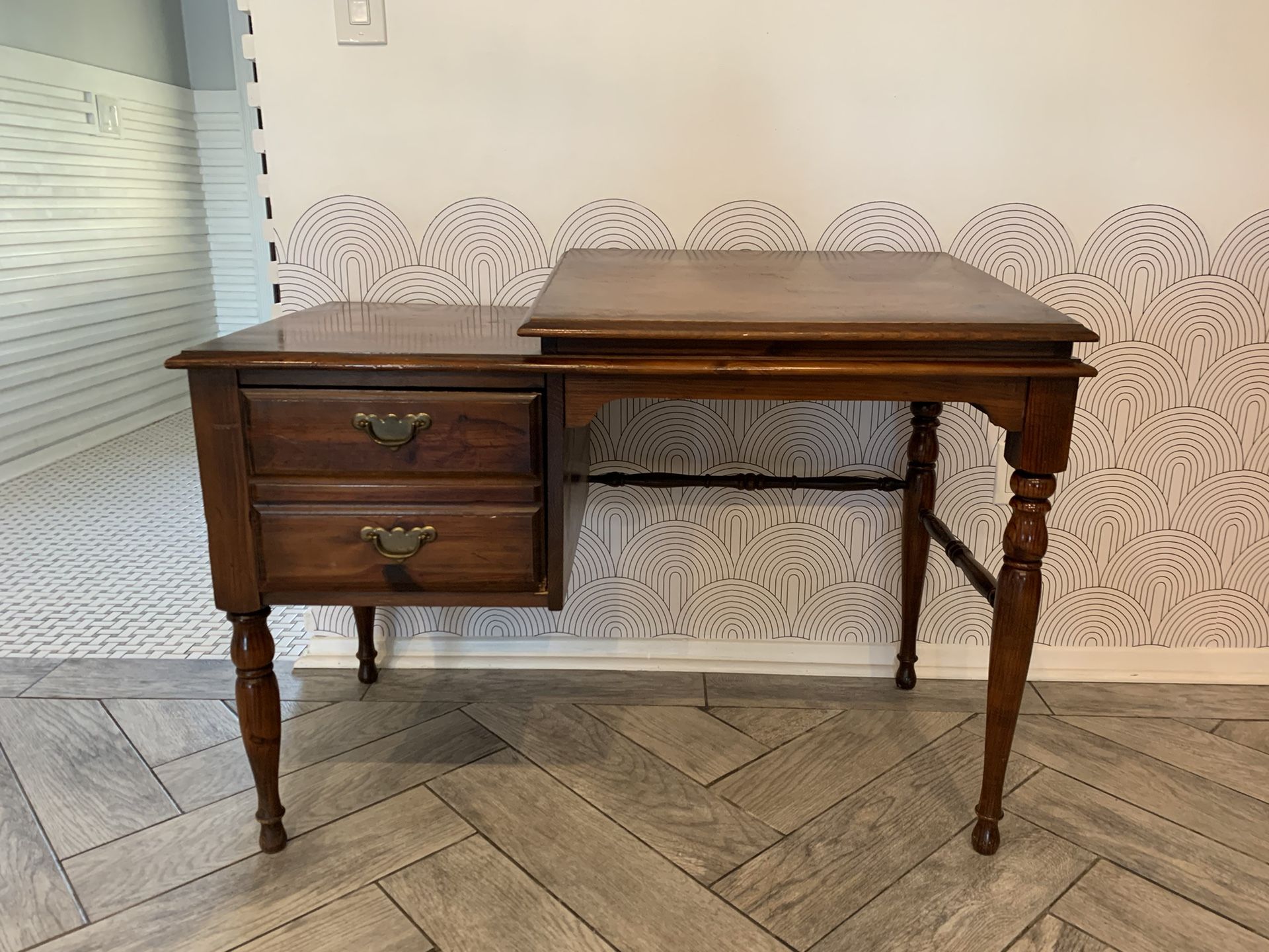 Solid Wood, Vintage Desk With Flip Top, Office Furniture 