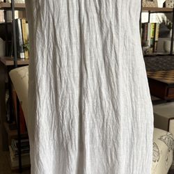 Terzo Millennio White Linen Sundress With Cotton Lace Panel Neckline, Med