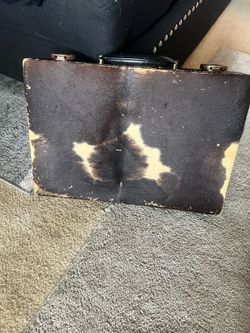 Vintage Leather Briefcase…Cow Print