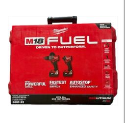Milwaukee M18 FUEL 18V Lithium-Ion Brushless Cordless Hammer Drill & Impact Driver Combo Kit (2-Tool) w/ 2x Batteries & Charger $329 New
