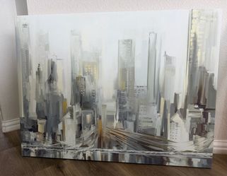 Large Neutral Cityscape Canvas