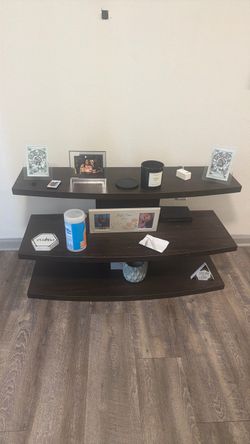 shelves Tv stand brown 3 shelves