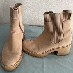 Beige suede ankle boots