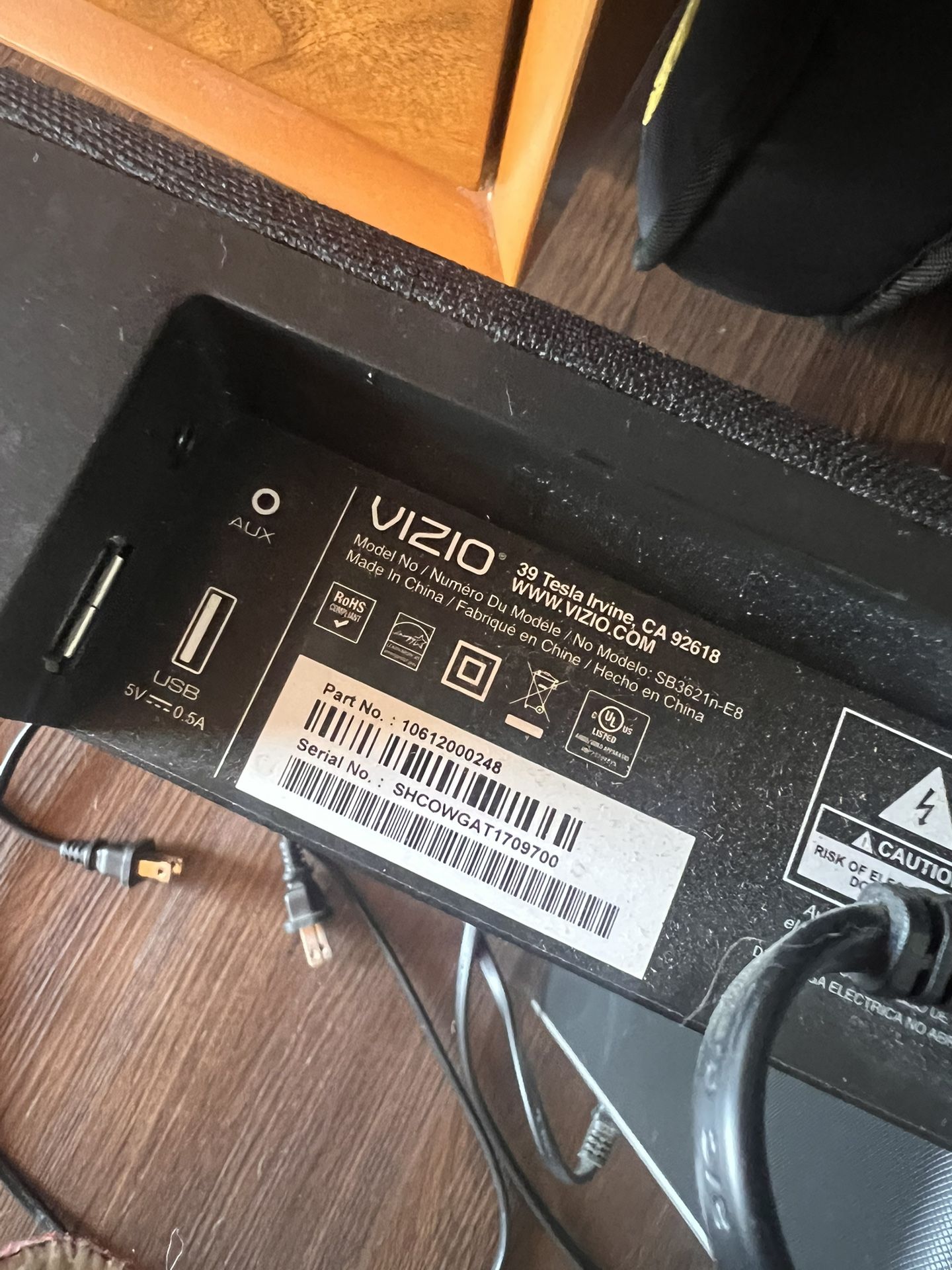 Vizio Sound Bar And Wireless Subwoofer