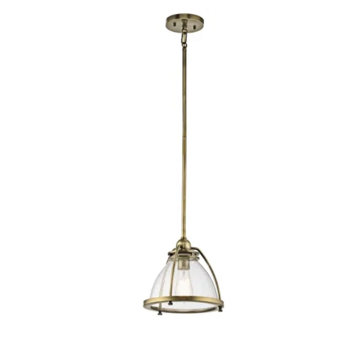 Silberne 1 Light 10" Wide Pendant with Seedy Glass Shade