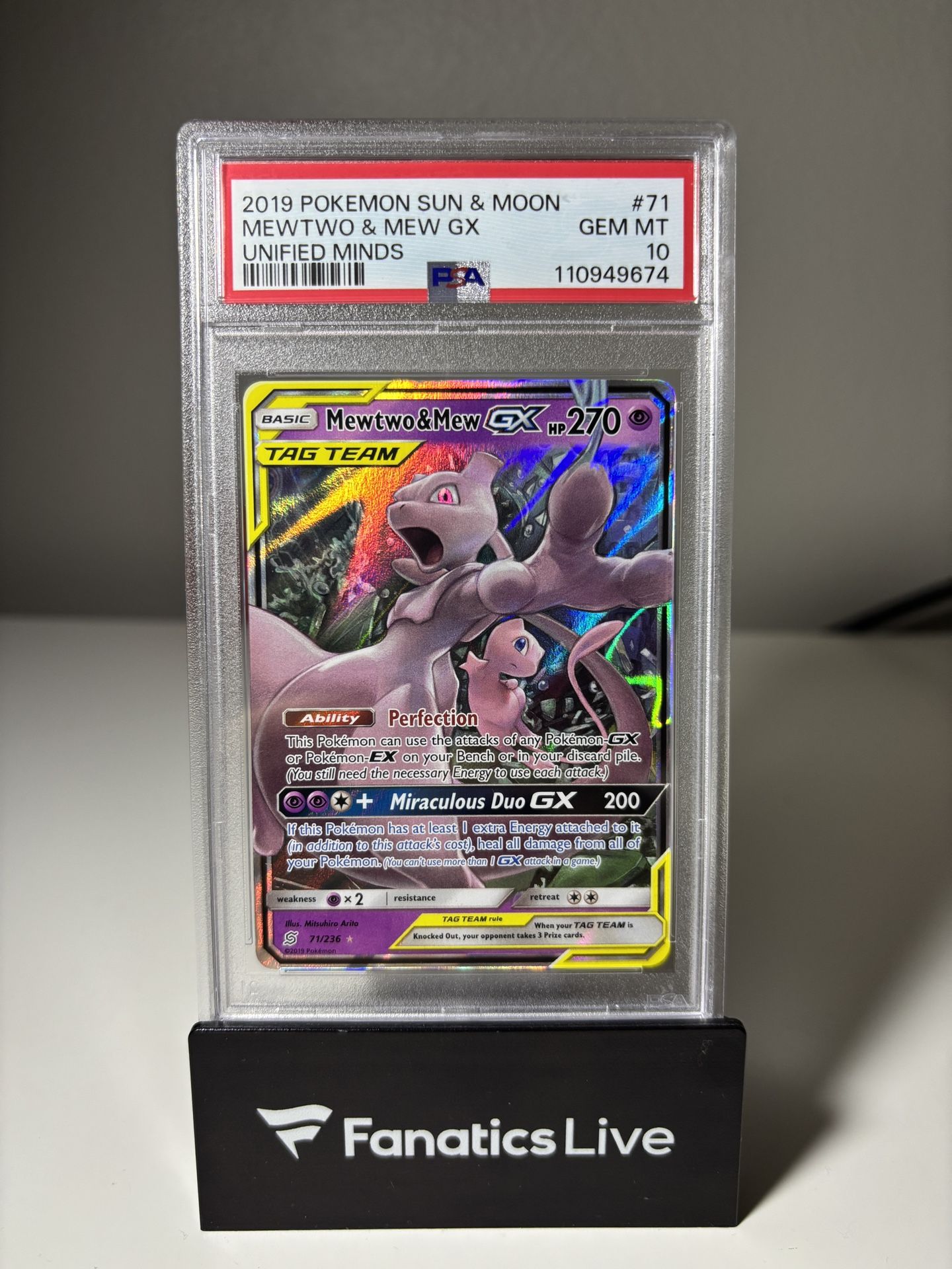 Mewtwo Mew Gx PSA 10 Pokemon