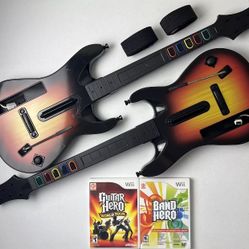 Nintendo Wii Guitar Hero World Tour Bundle w/ 2 Games Band Hero Strap Tested Lot