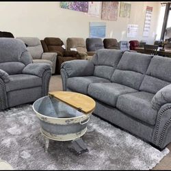 Allmaxx Pewter Living Room Set ( sectional couch sofa loveseat options