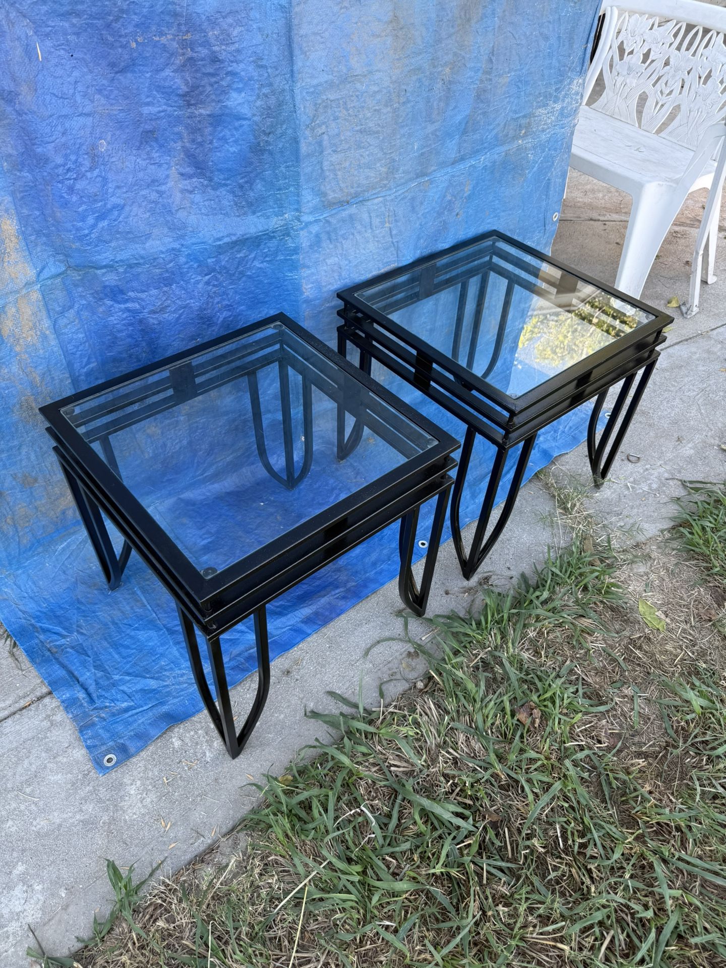 Glass Top Coffee Table And End Tables 