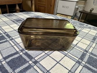 Vintage Pyrex Fireside Amber 502 Refrigerator Dish