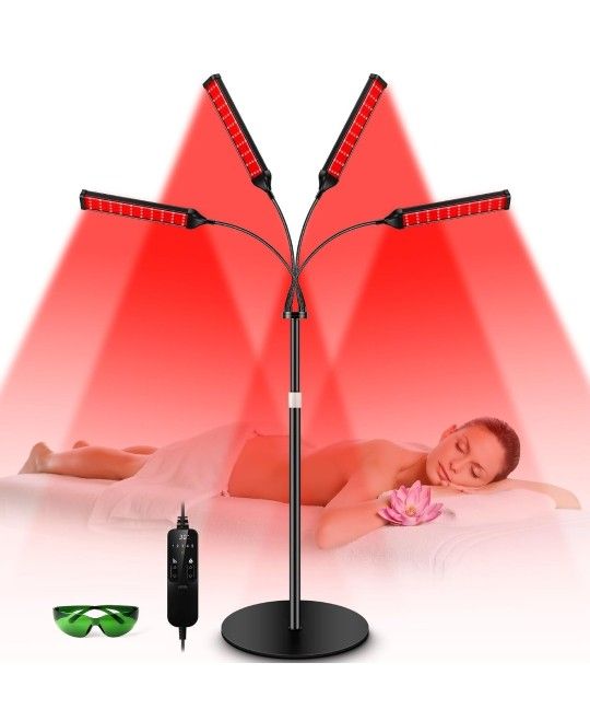 Viconor Red Light Therapy Lamp,4 Head Infrared Light Therapy for Body Device with Adjustable Stand-660nm Red Light&850nm Near Infrared Light Therapy