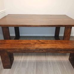 Solid Wood Table And Bench