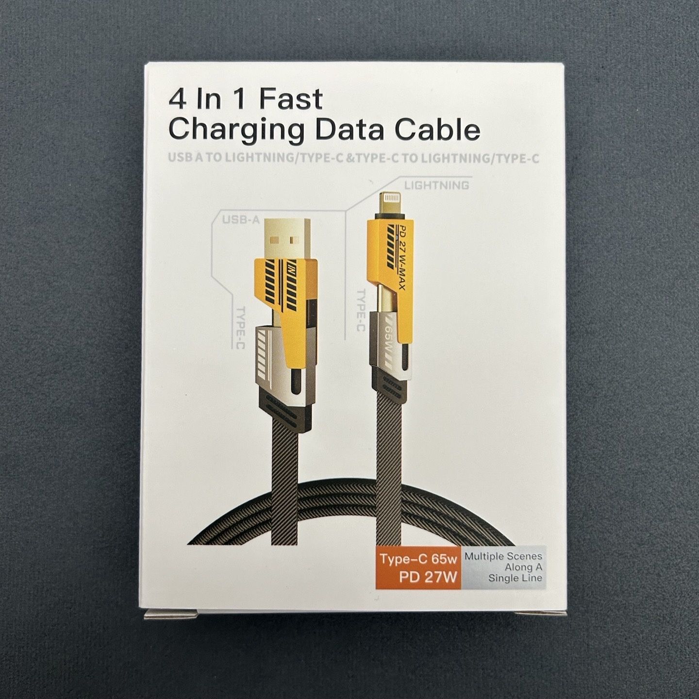 65W 4-in-1 USB C Cable Lightning Cable Fast Charging