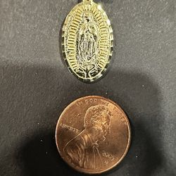 925 Sterling Silver Gold Over Mother Mary Pendant