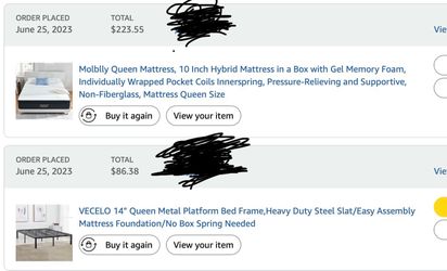 Queen mattress plus metal bed frame