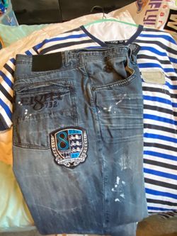 (8732) Blue, black and white pants also black,blue and white shirt to match