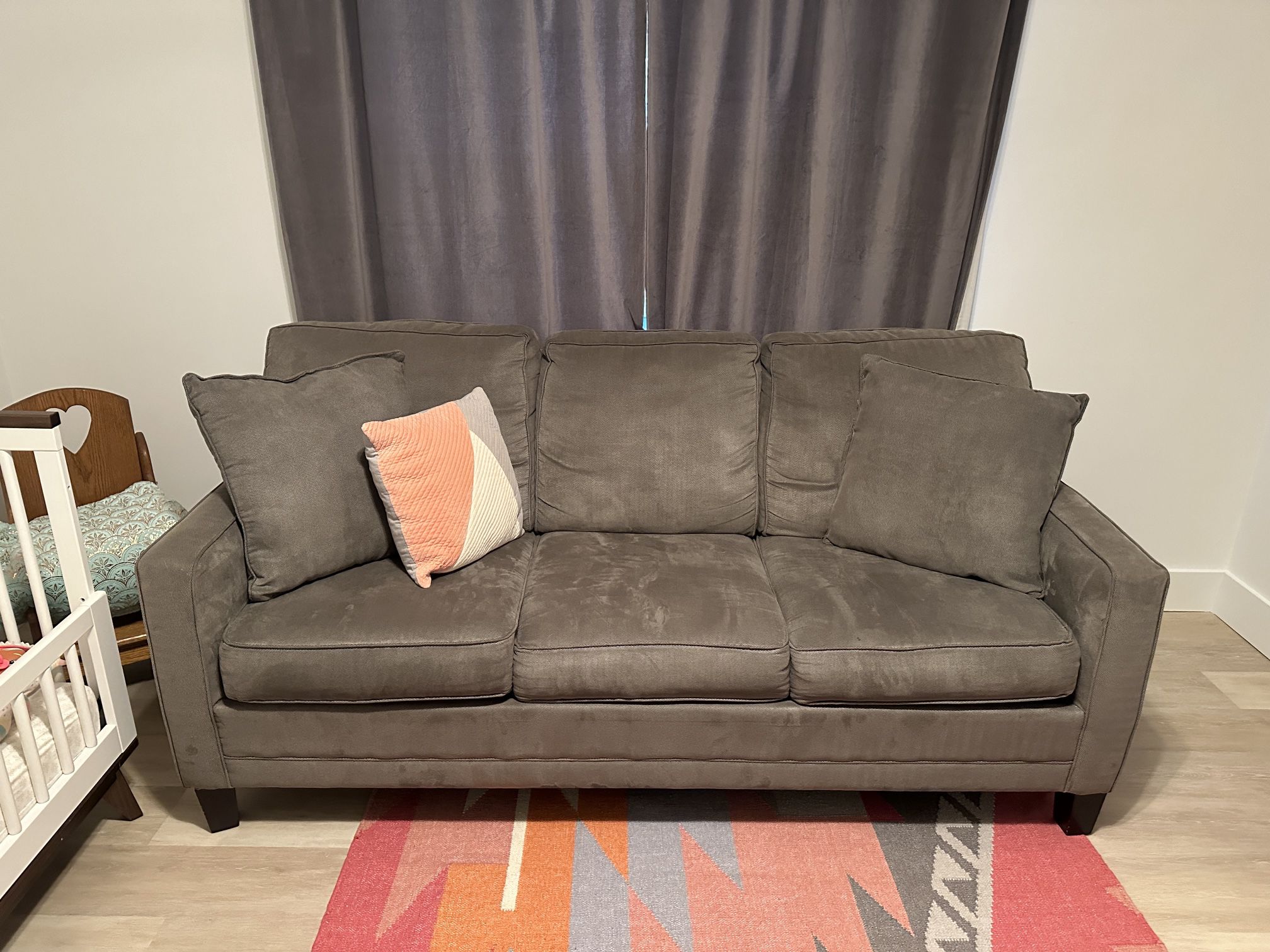 Queen Sleeper Sofa Mid-Century Gray