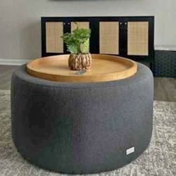 40in round coffee table storage gray New