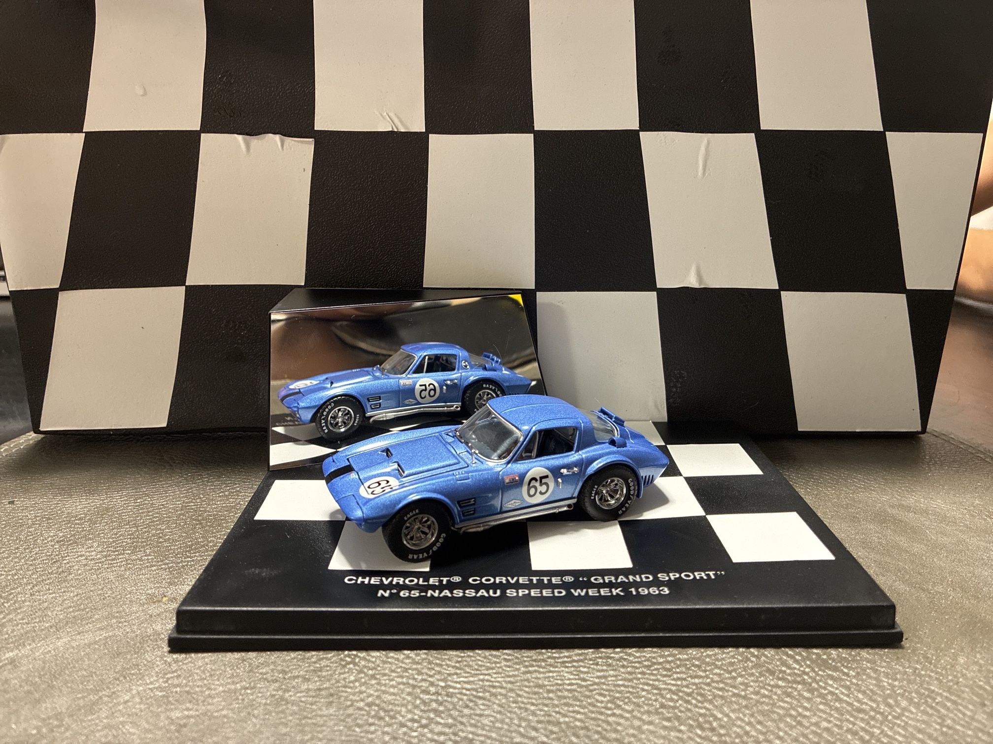 1963 Chevrolet Corvette Grand Sport #65 – Nassau Speed Week Die-Cast Model with Display Case