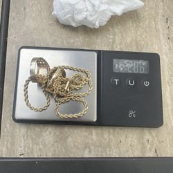 14k Gold Chain And 2 Rings 