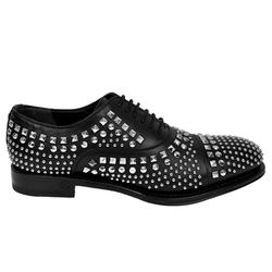 Gucci Women's Black Studded Leather Saddle Oxford Dress Shoes 37 