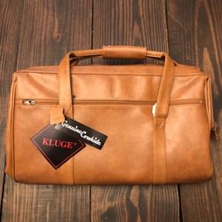 New Kluge Cheyenne Wide Mouth Duffel Bag Cowhide Leather Brown