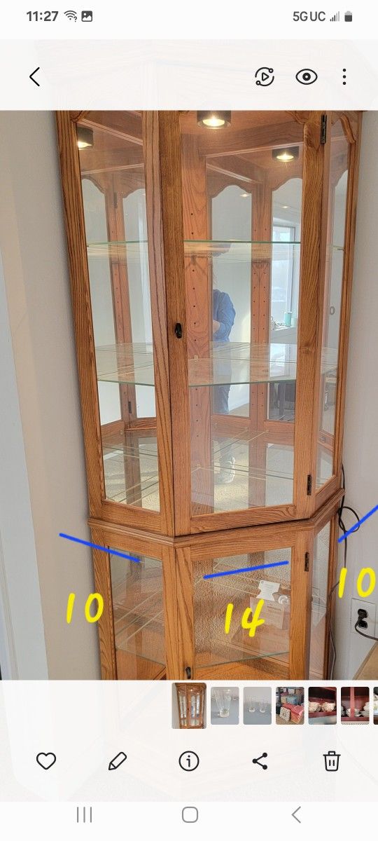 Oak Corner Curio Cabinet