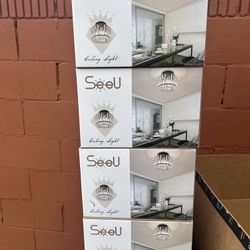 1-Light Crystal Semi Flush Mount Ceiling Light - Nickel
