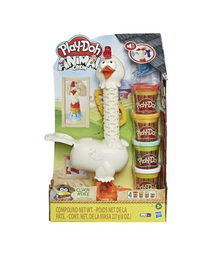 Play-Doh Animal Crew Cluck-a-Dee Feather Fun Chicken Toy Farm