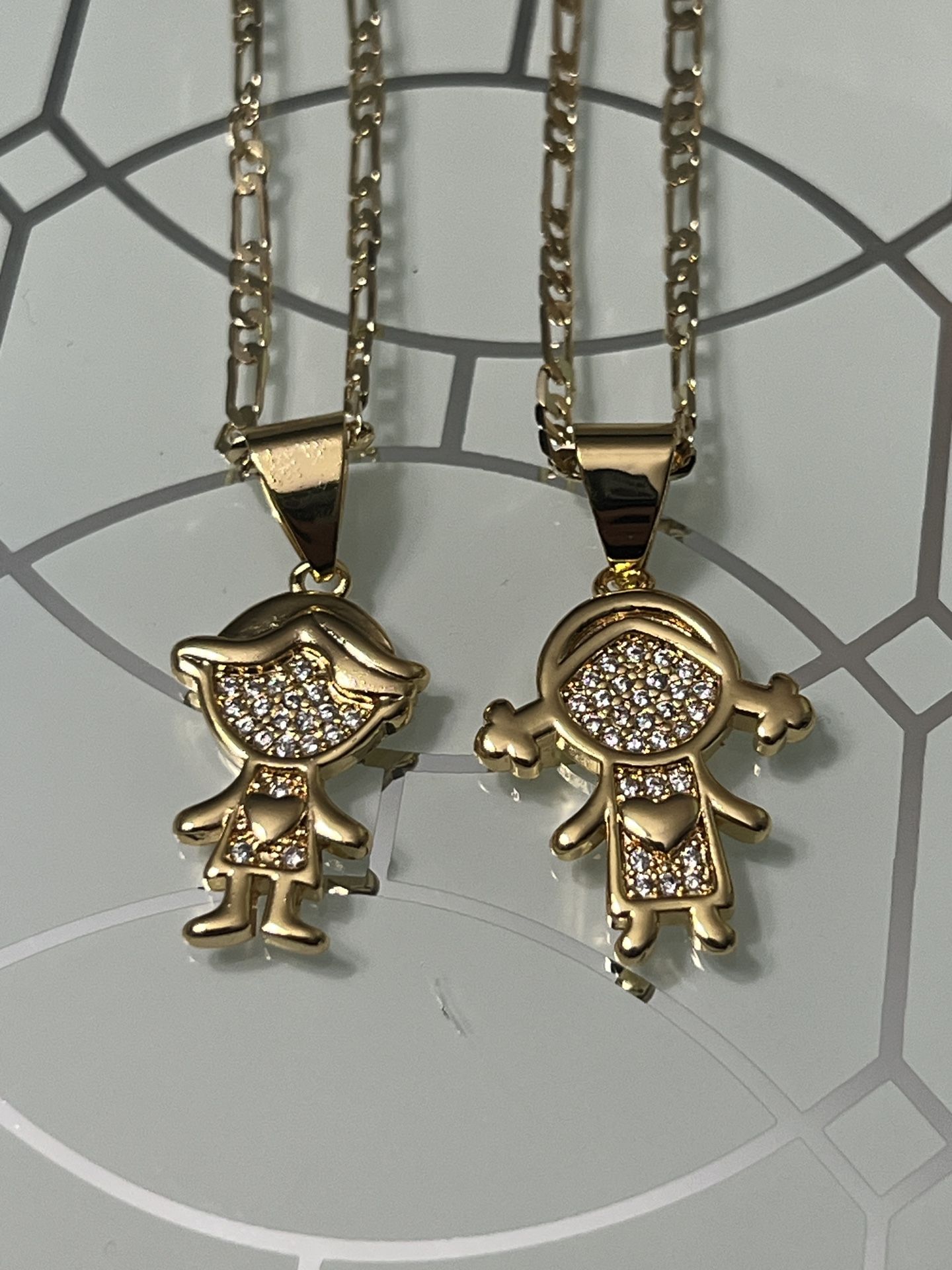 Boy Or Girl Gold Plated Pendant With Chain Necklace  20” 2mm