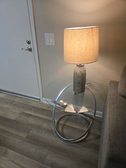 3 Piece Glass Ashley Lane Table Set  & Lamps